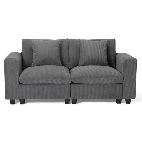 Hearthside 70" Modular Corduroy Loveseat Sofa With USB/Type-C Ports and Side Pockets