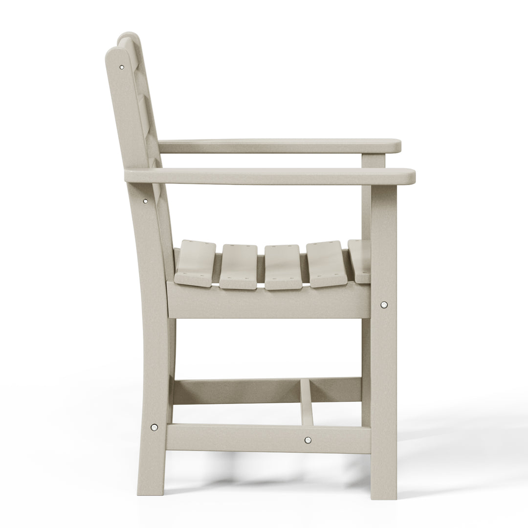 Ashore Outdoor HDPE Patio Classic Dining Arm Chair
