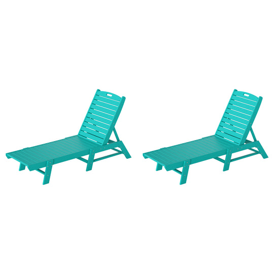 Malibu Poly Reclining Outdoor Patio Chaise Lounge Chair Adjustable (Set of 2)