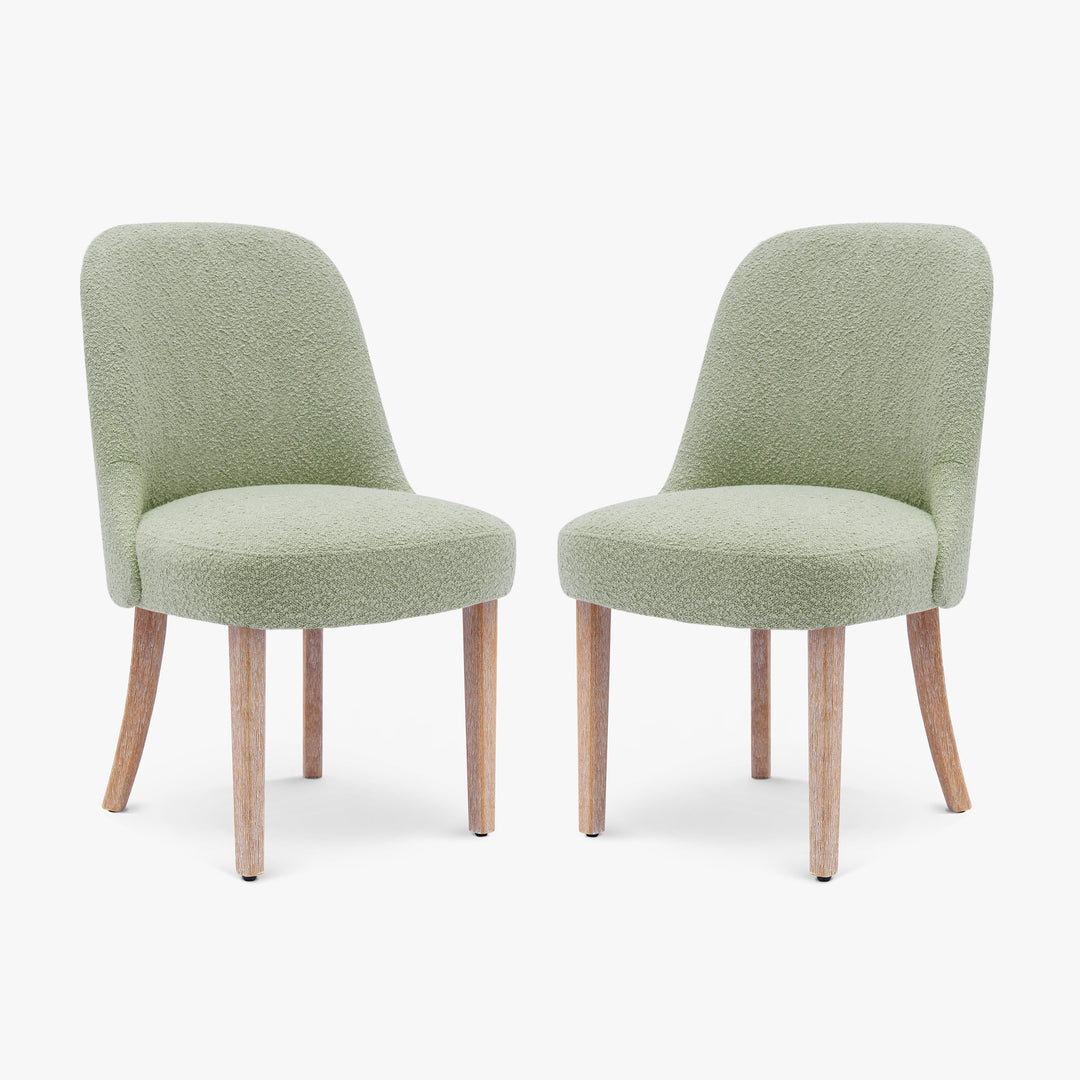 Genevieve Mid-Century Modern Upholstered Boucle Dining Chair (Set of 2)