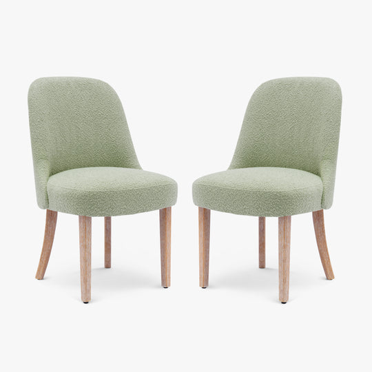 Genevieve Mid-Century Modern Upholstered Boucle Dining Chair (Set of 2)