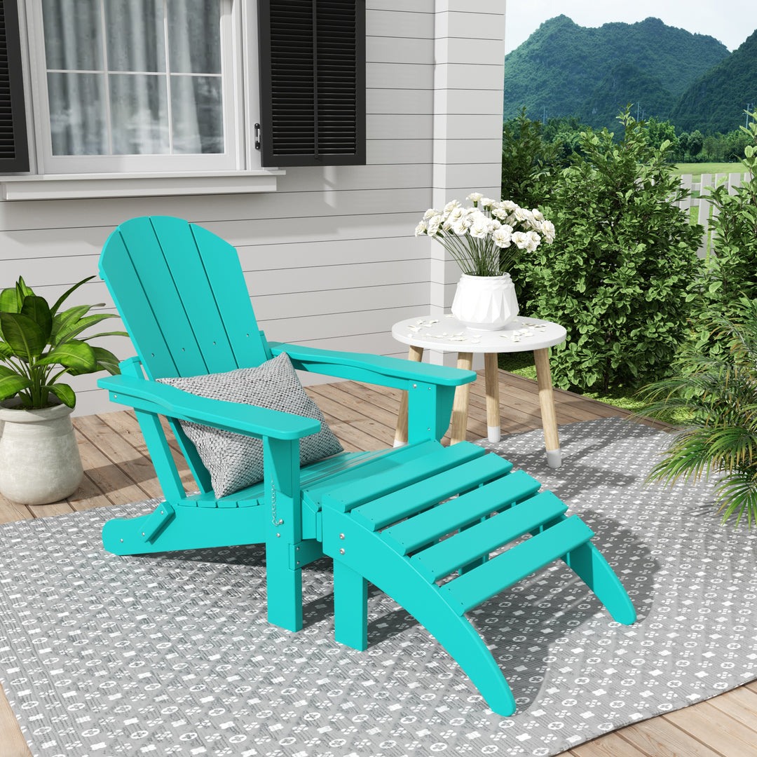 Malibu 2 piece set classic Adirondack chair with ottoman (1 seater)