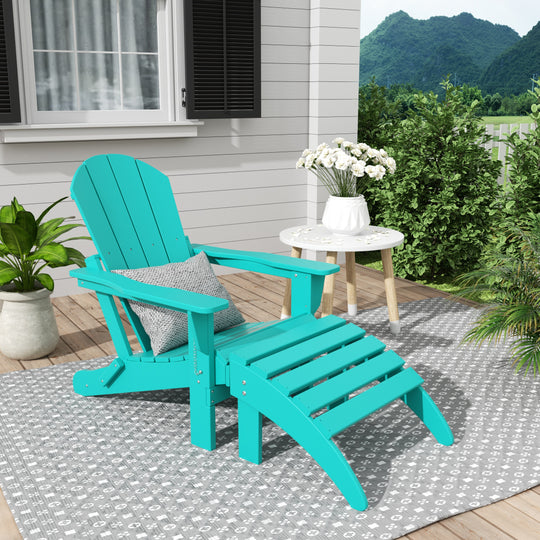 Malibu 2 piece set classic Adirondack chair with ottoman (1 seater)