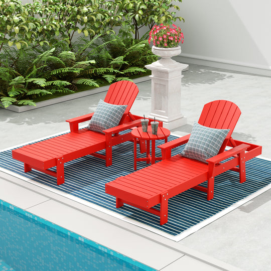 Dylan 3 Piece Adirondack Poly Reclining Chaise Lounge With Arms