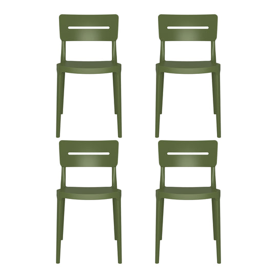 Playa Outdoor Modern Stackable Plastic Patio Dining Chairs (Set of 4)