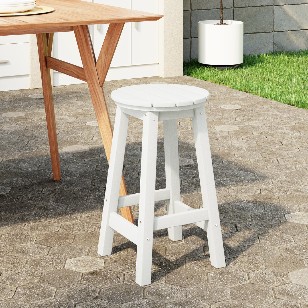 Malibu 24" HDPE Outdoor Patio Round Counter Height Bar Stool