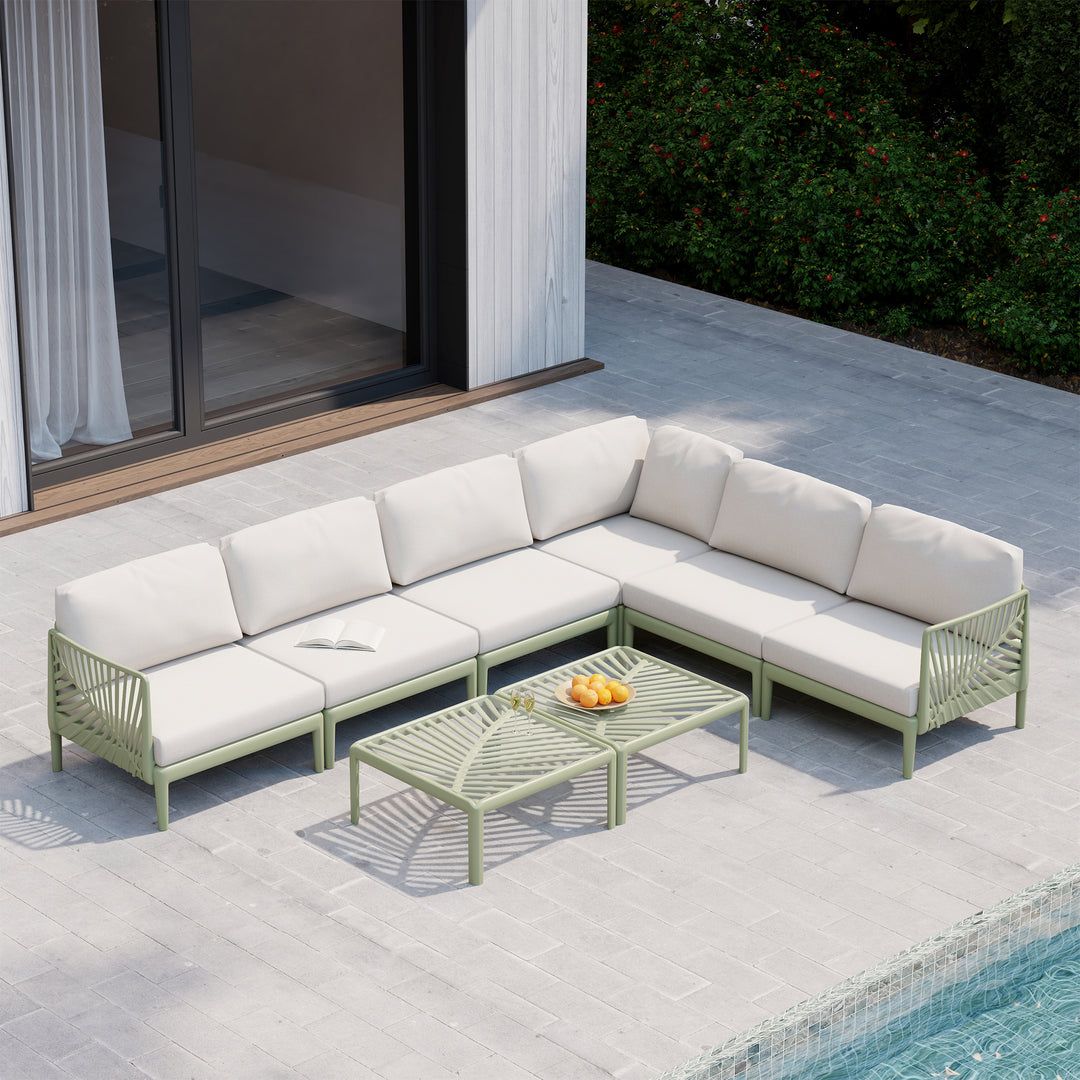 Playa Modern 6-Piece Polypropylene Resin Modular L Shaped Corner Patio Furniture Sectional