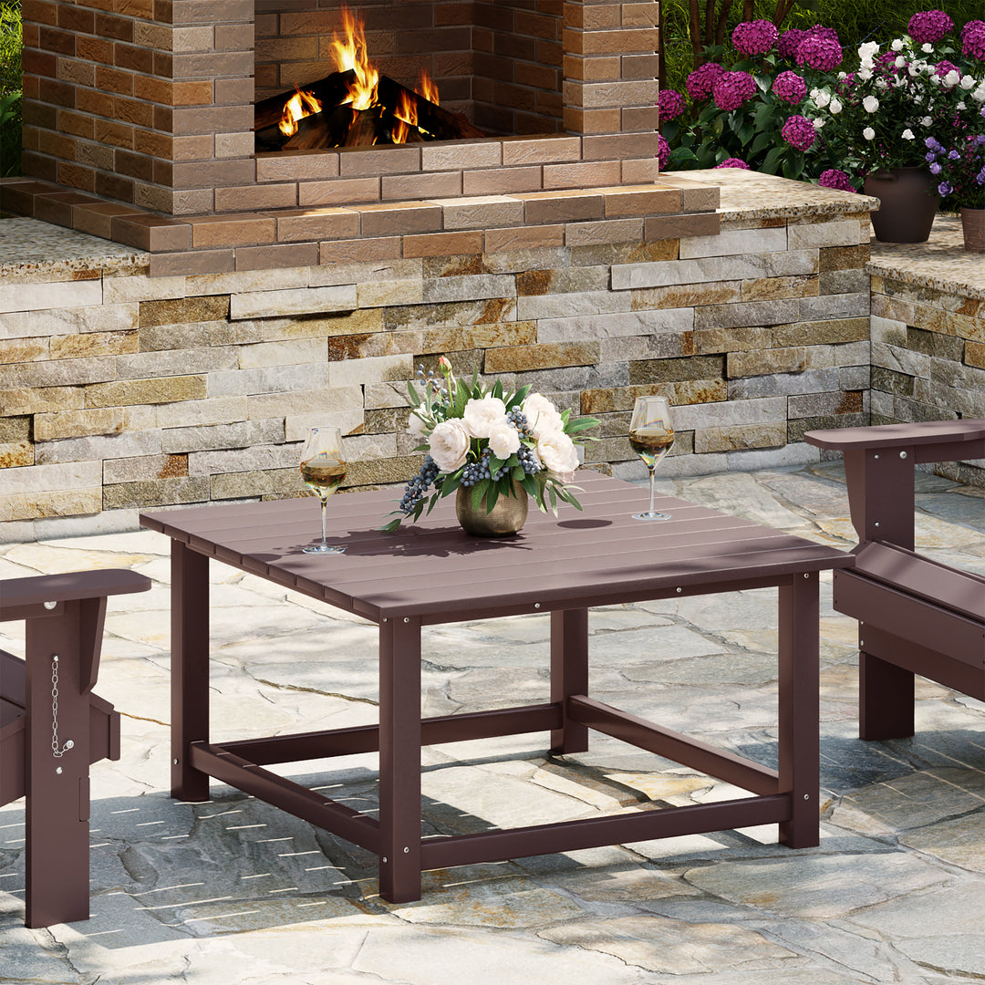 Malibu Low Outdoor HDPE Square Patio Coffee Table