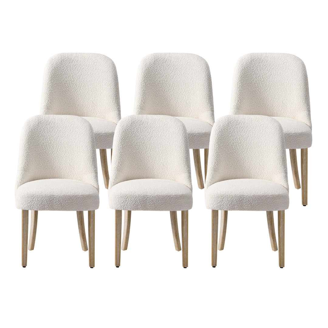 Genevieve Mid-Century Modern Upholstered Boucle Dining Chair (Set of 6)