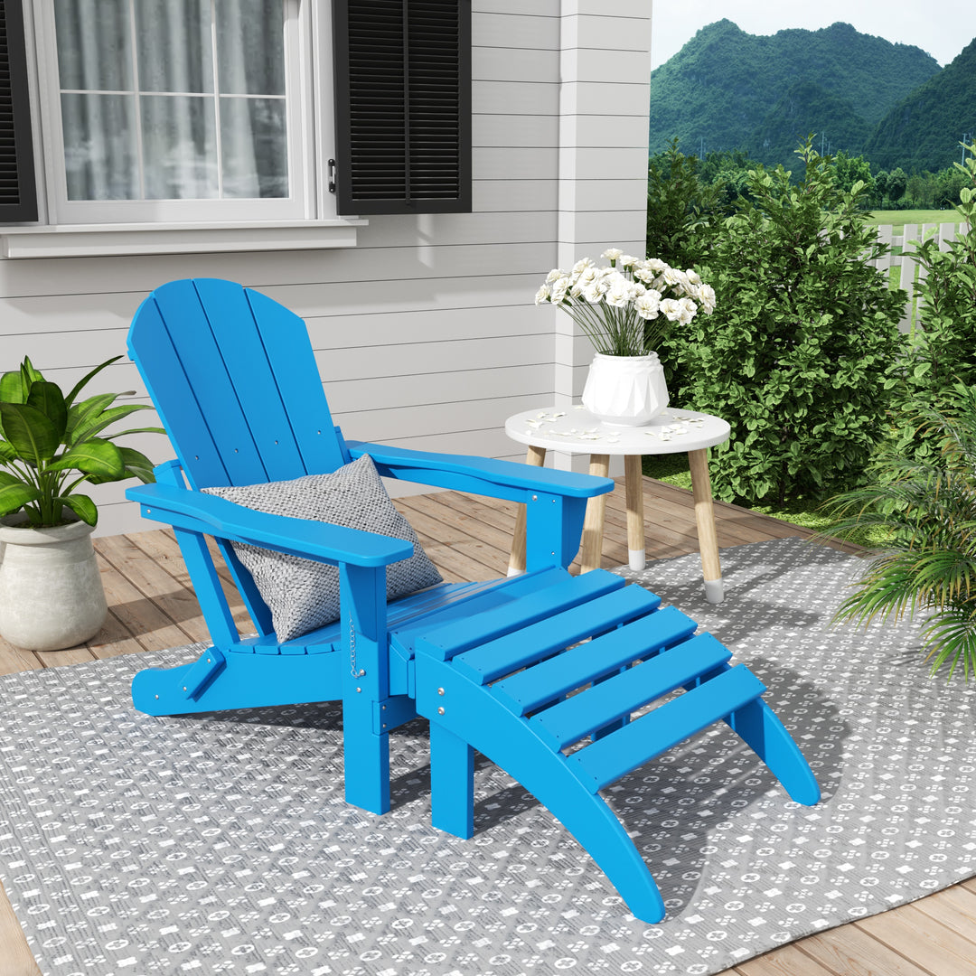Malibu 2 piece set classic Adirondack chair with ottoman (1 seater)