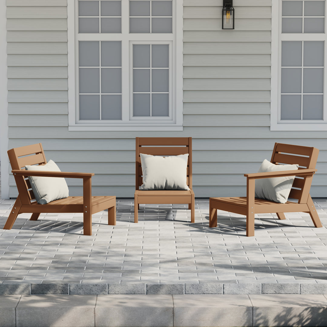 Avalon Outdoor Patio 3-Piece HDPE Deep Seating Sectional Sofa