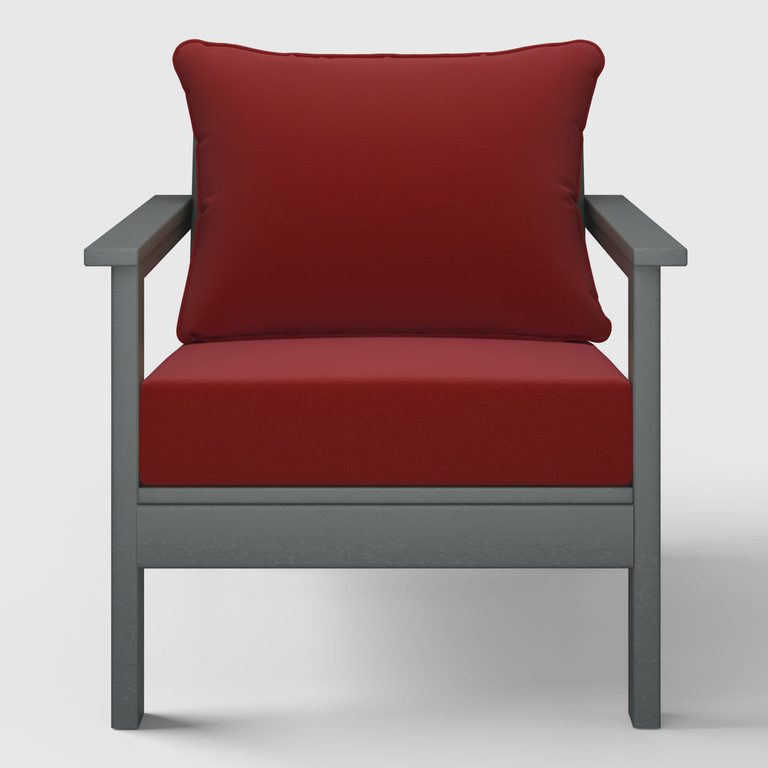 Avalon Outdoor Modern HDPE Patio Club Chair with Deep Seat Cushions