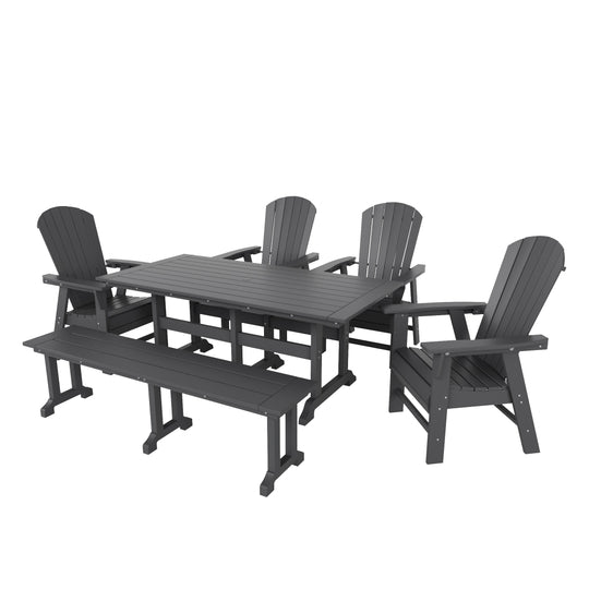 Dylan 6 Piece Outdoor Patio Dining Table and Armchair Dining Bench Set