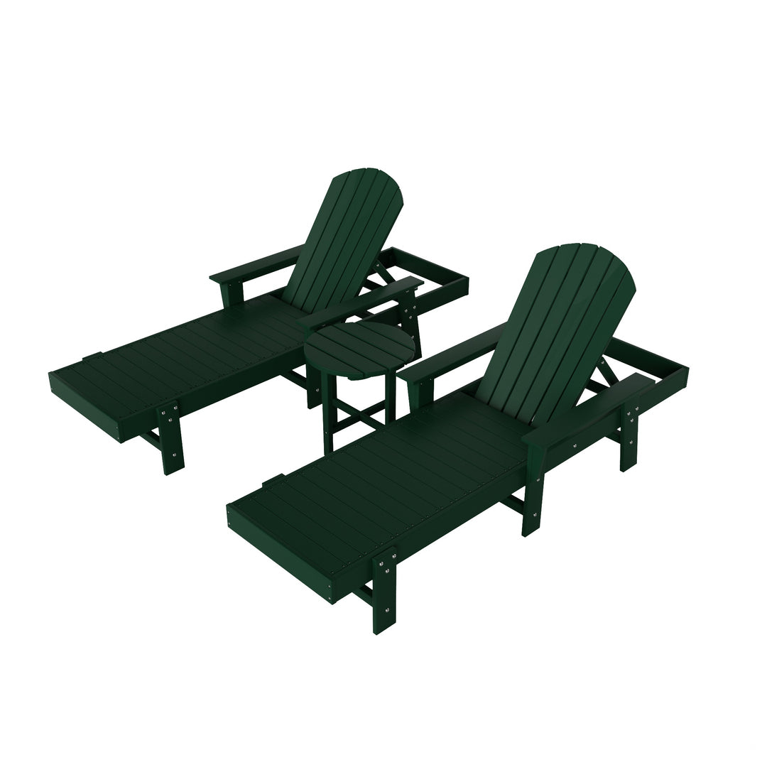 Dylan 3 Piece Adirondack Poly Reclining Chaise Lounge With Arms