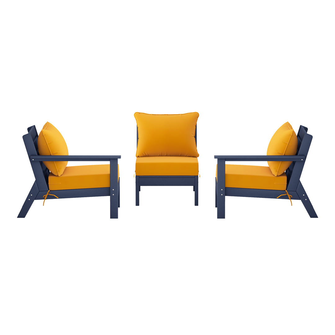 Avalon Outdoor Patio HDPE Sectional Sofa with Patio Cushions