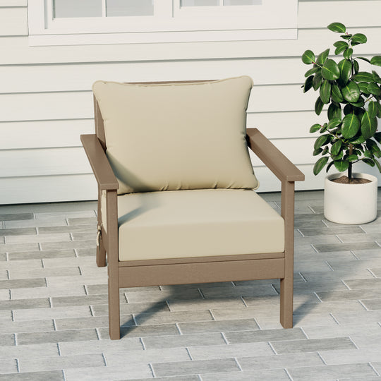 Avalon Outdoor Modern HDPE Patio Club Chair with Deep Seat Cushions