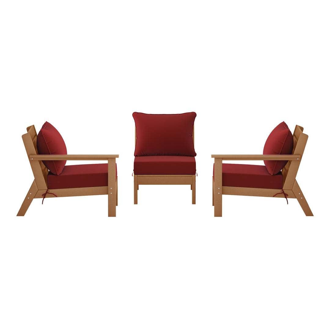 Avalon Outdoor Patio HDPE Sectional Sofa with Patio Cushions