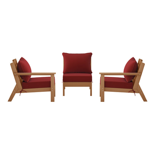 Avalon Outdoor Patio HDPE Sectional Sofa with Patio Cushions