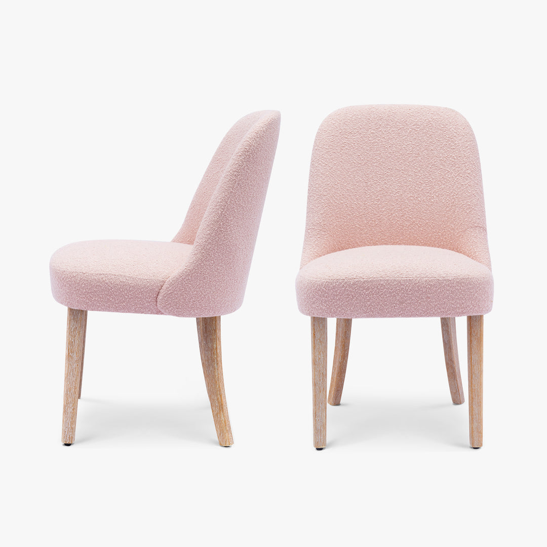 Genevieve Mid-Century Modern Upholstered Boucle Dining Chair (Set of 2)