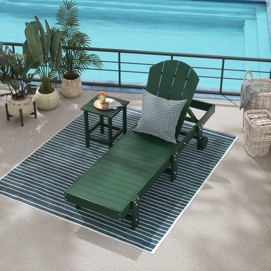 Malibu 2 Piece Adirondack Poly Reclining Chaise Lounge With Wheels