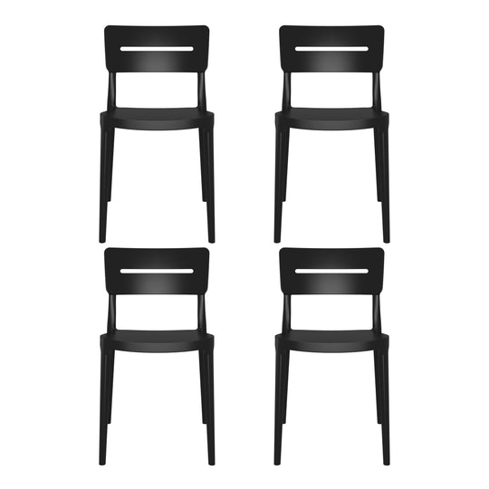 Playa Outdoor Modern Stackable Plastic Patio Dining Chairs (Set of 4)