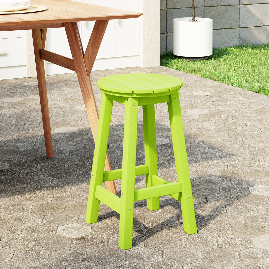 Malibu 24" HDPE Outdoor Patio Round Counter Height Bar Stool