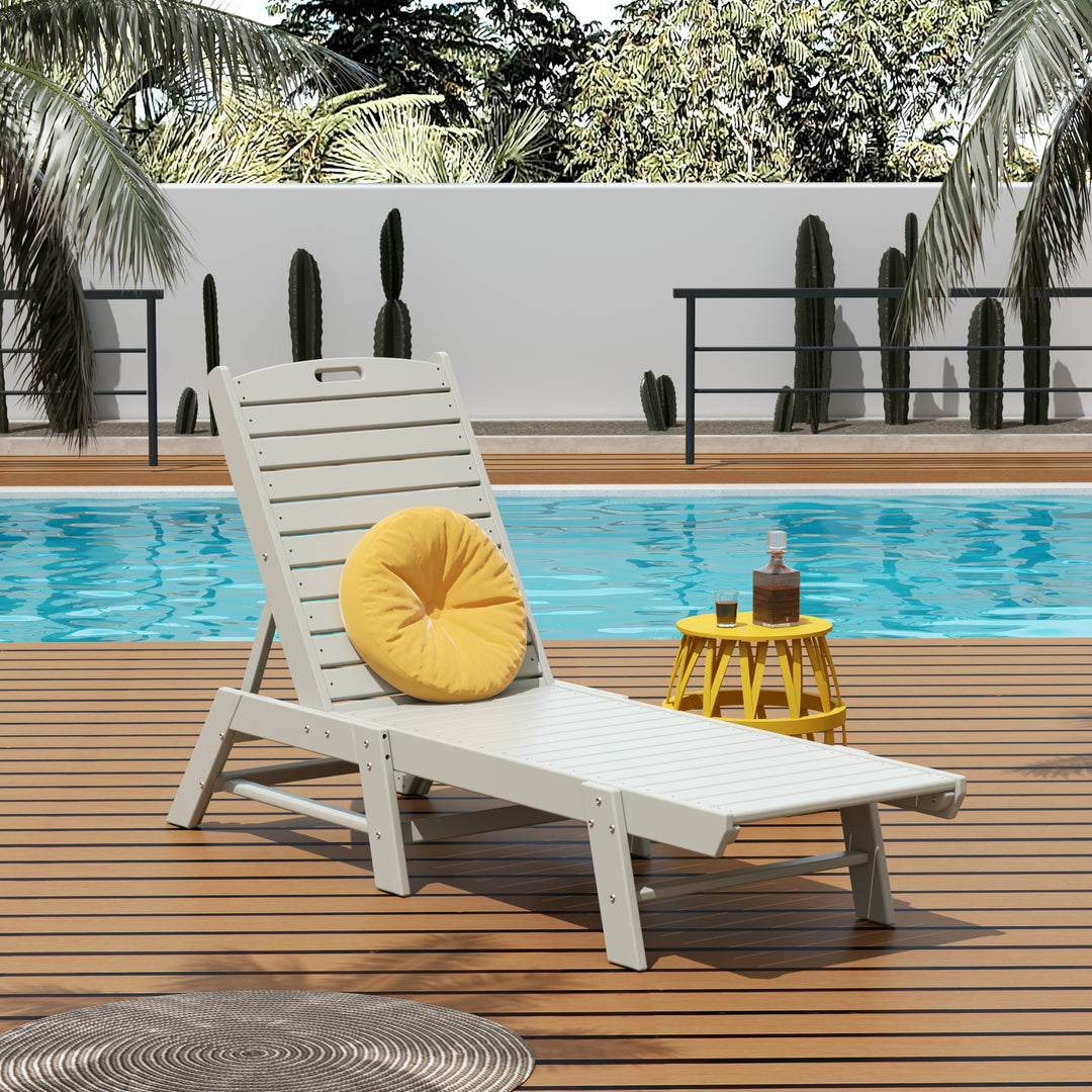 Malibu Poly Reclining Outdoor Patio Chaise Lounge Chair Adjustable