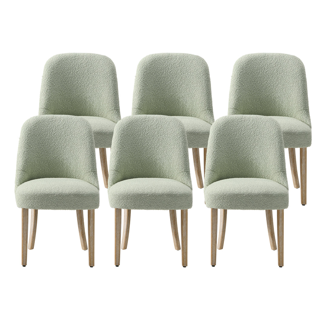 Genevieve Mid-Century Modern Upholstered Boucle Dining Chair (Set of 6)
