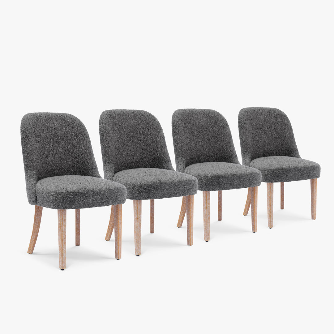 Genevieve Mid-Century Modern Upholstered Boucle Dining Chair (Set of 4)