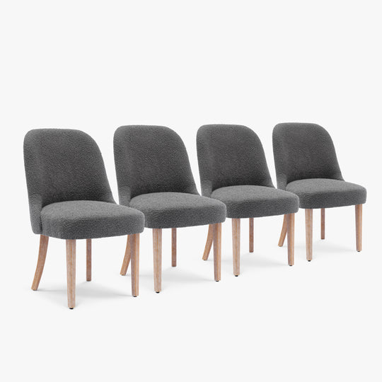 Genevieve Mid-Century Modern Upholstered Boucle Dining Chair (Set of 4)