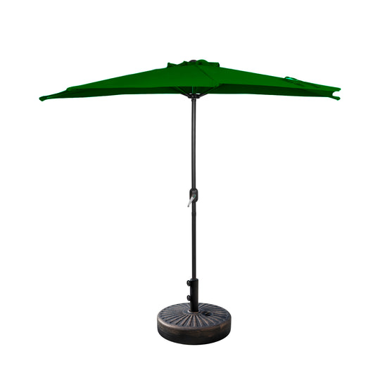 Lanai 9 ft. Aluminum Half Market Crank Lift Patio Umbrella with Bronze Round Base