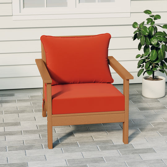 Avalon Outdoor Modern HDPE Patio Club Chair with Deep Seat Cushions