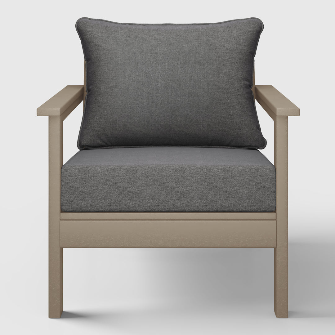 Avalon Outdoor Modern HDPE Patio Club Chair with Deep Seat Cushions