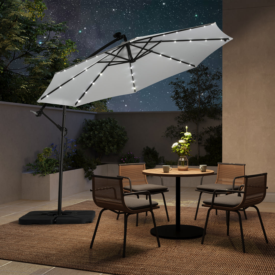 Albert 10 ft. Outdoor / Paito Cantilever Hanging Umbrella with Solar Power LED lights