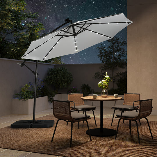 Albert 10 ft. Outdoor / Paito Cantilever Hanging Umbrella with Solar Power LED lights