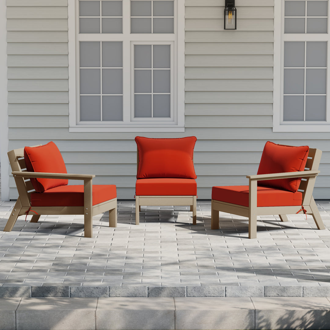 Avalon Outdoor Patio HDPE Sectional Sofa with Patio Cushions