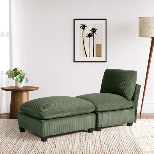 Hearthside 68.5" Corduroy Upholstered Indoor Chaise Lounge Chair