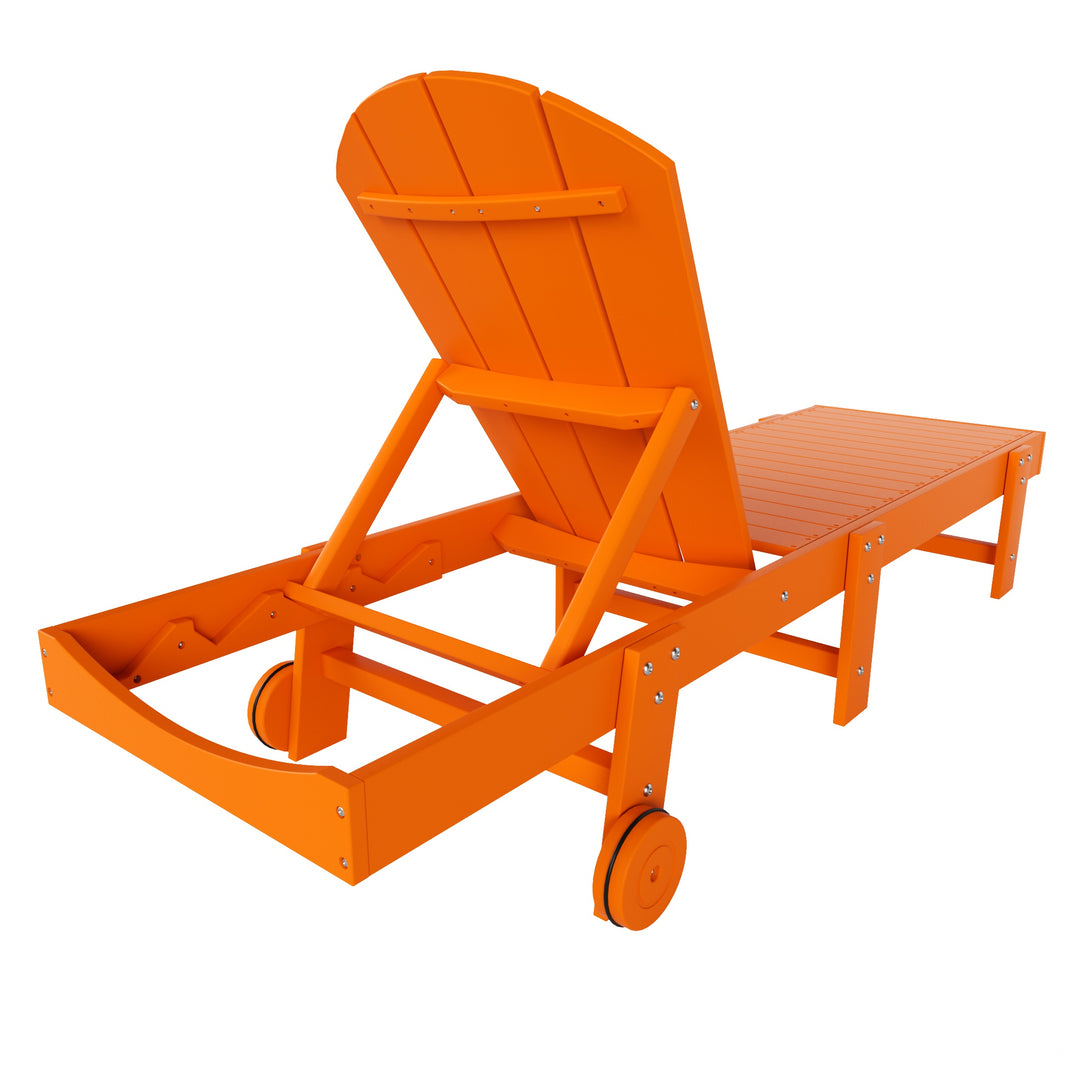 Malibu Adirondack Poly Reclining Chaise Lounge With Wheels