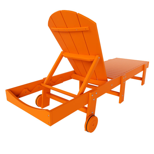 Malibu Adirondack Poly Reclining Chaise Lounge With Wheels