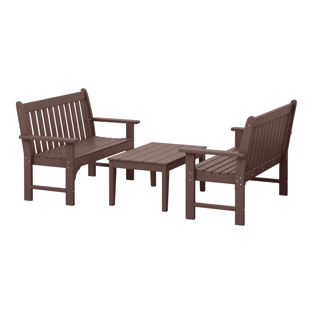 Malibu 3-Piece HDPE Outdoor Patio Furniture Couch and Coffee Table Set