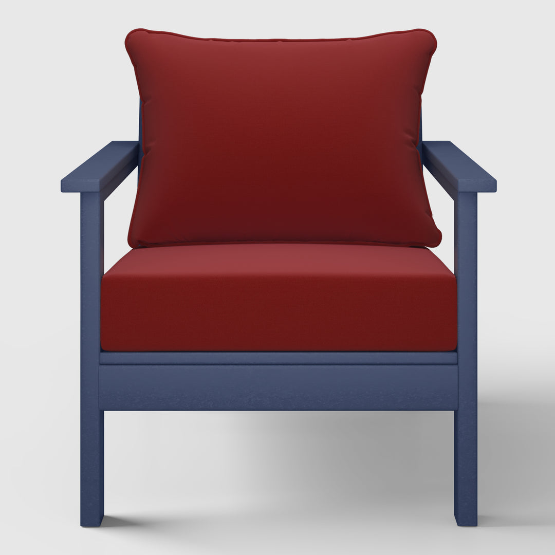 Avalon Outdoor Modern HDPE Patio Club Chair with Deep Seat Cushions
