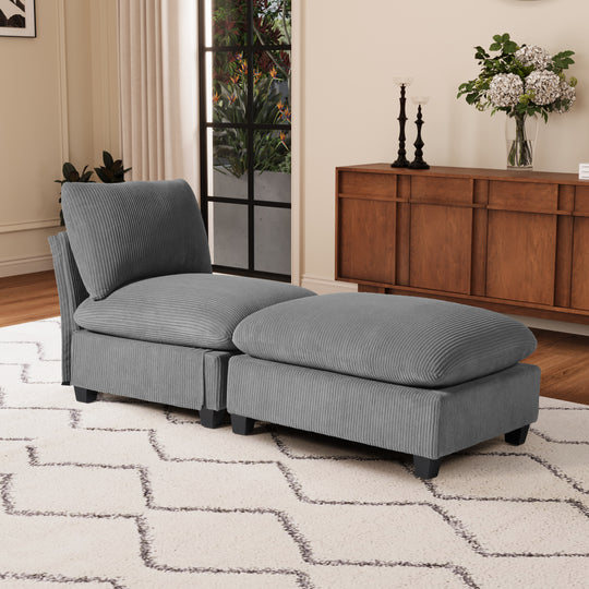 Hearthside 68.5" Corduroy Upholstered Indoor Chaise Lounge Chair