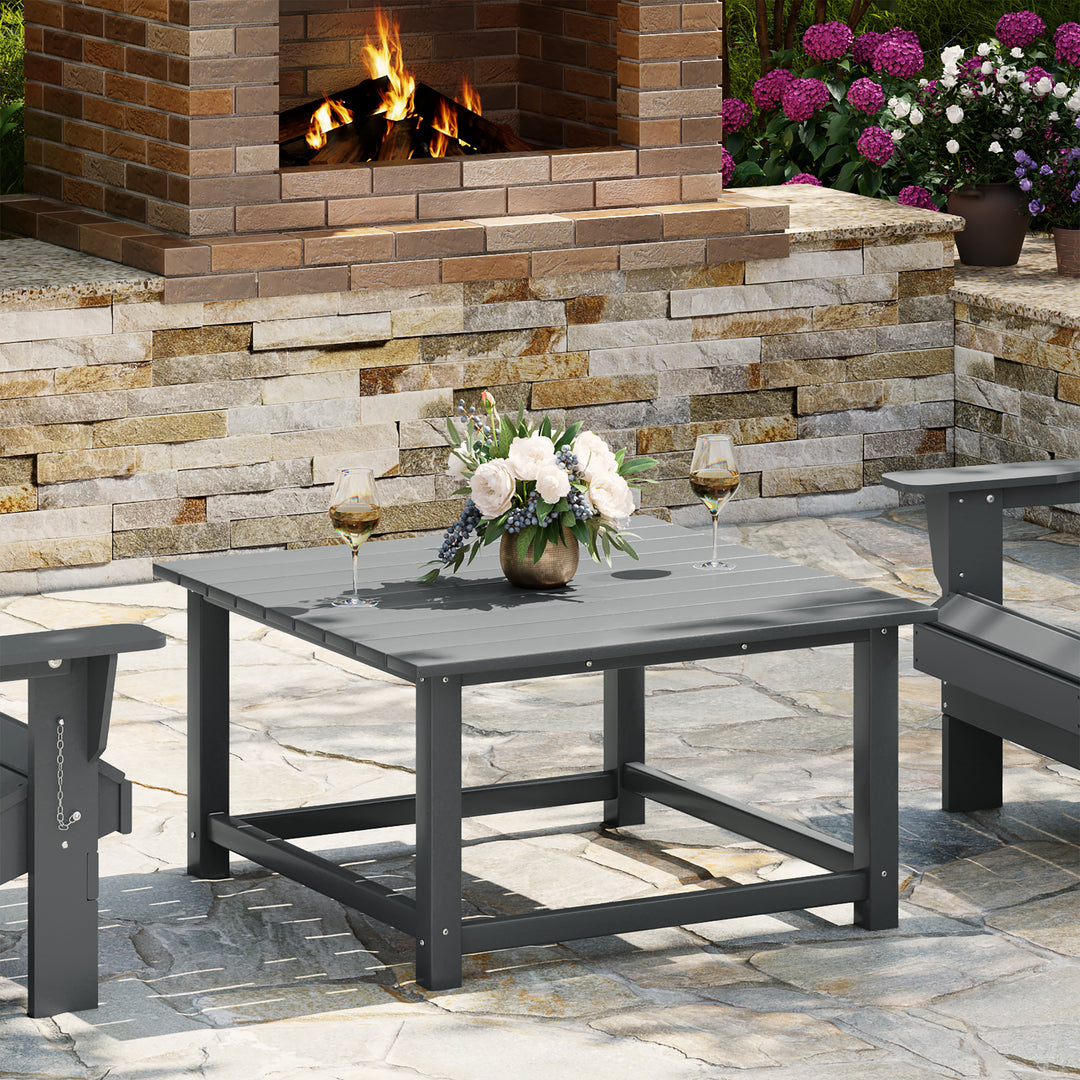 Malibu Low Outdoor HDPE Square Patio Coffee Table