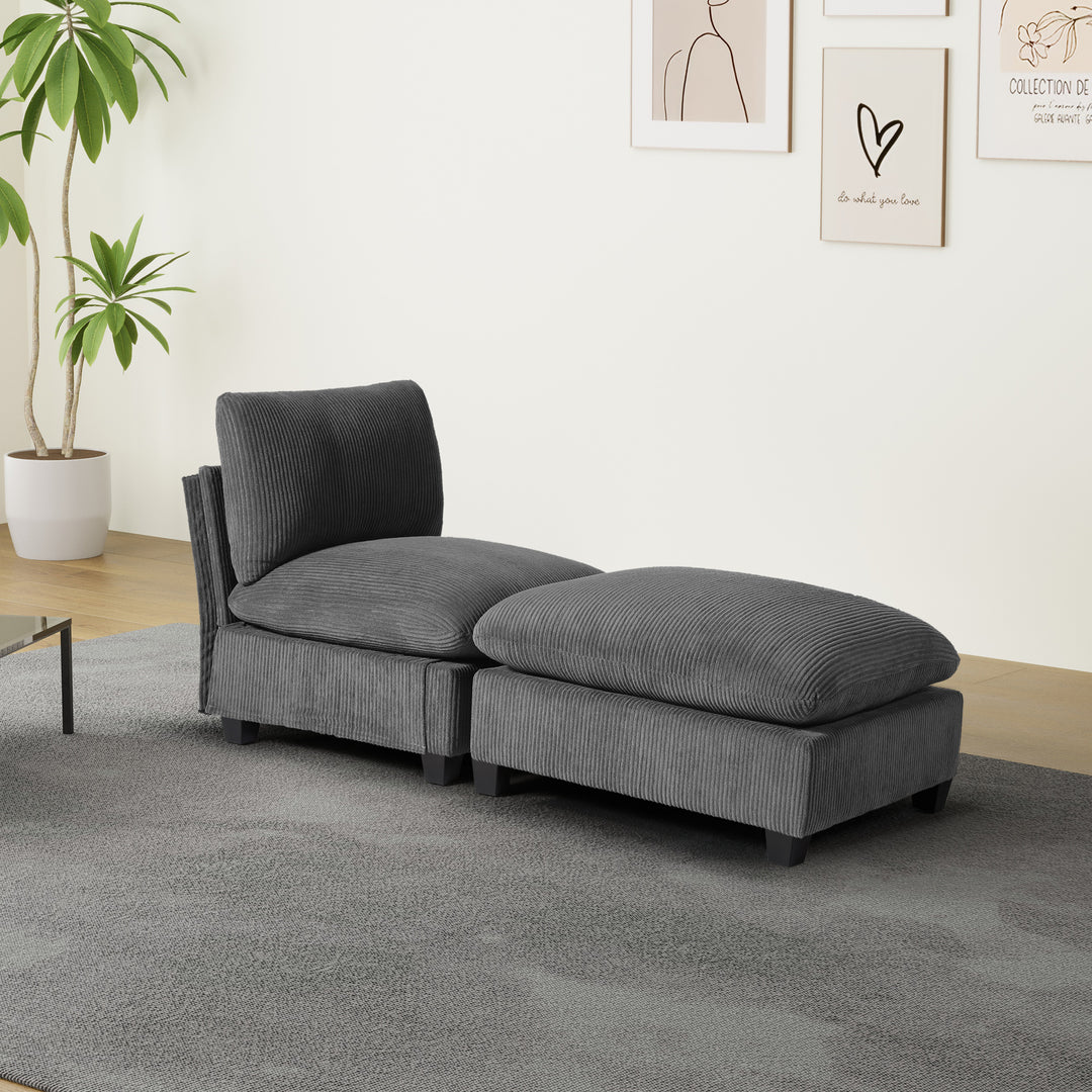 Hearthside 68.5" Corduroy Upholstered Indoor Chaise Lounge Chair