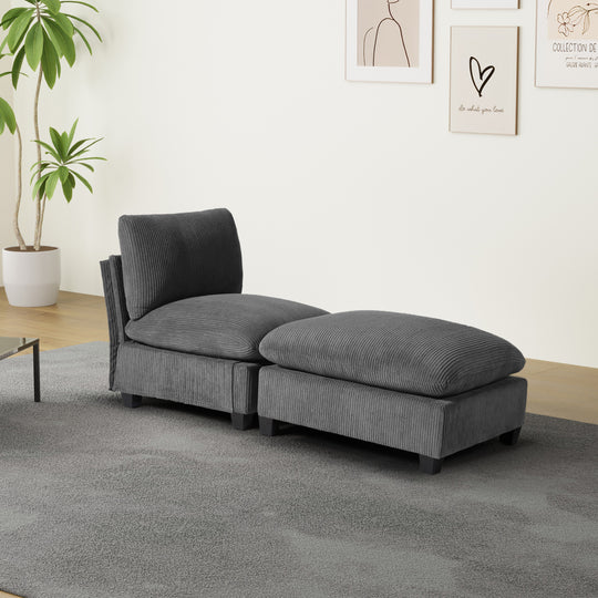 Hearthside 68.5" Corduroy Upholstered Indoor Chaise Lounge Chair