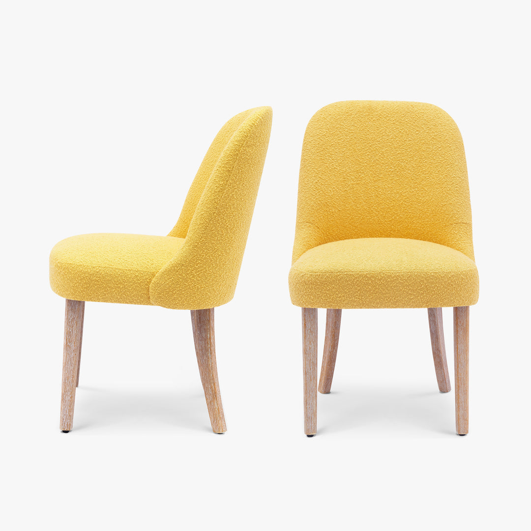 Genevieve Mid-Century Modern Upholstered Boucle Dining Chair (Set of 2)