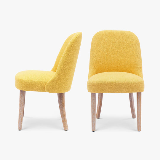 Genevieve Mid-Century Modern Upholstered Boucle Dining Chair (Set of 2)