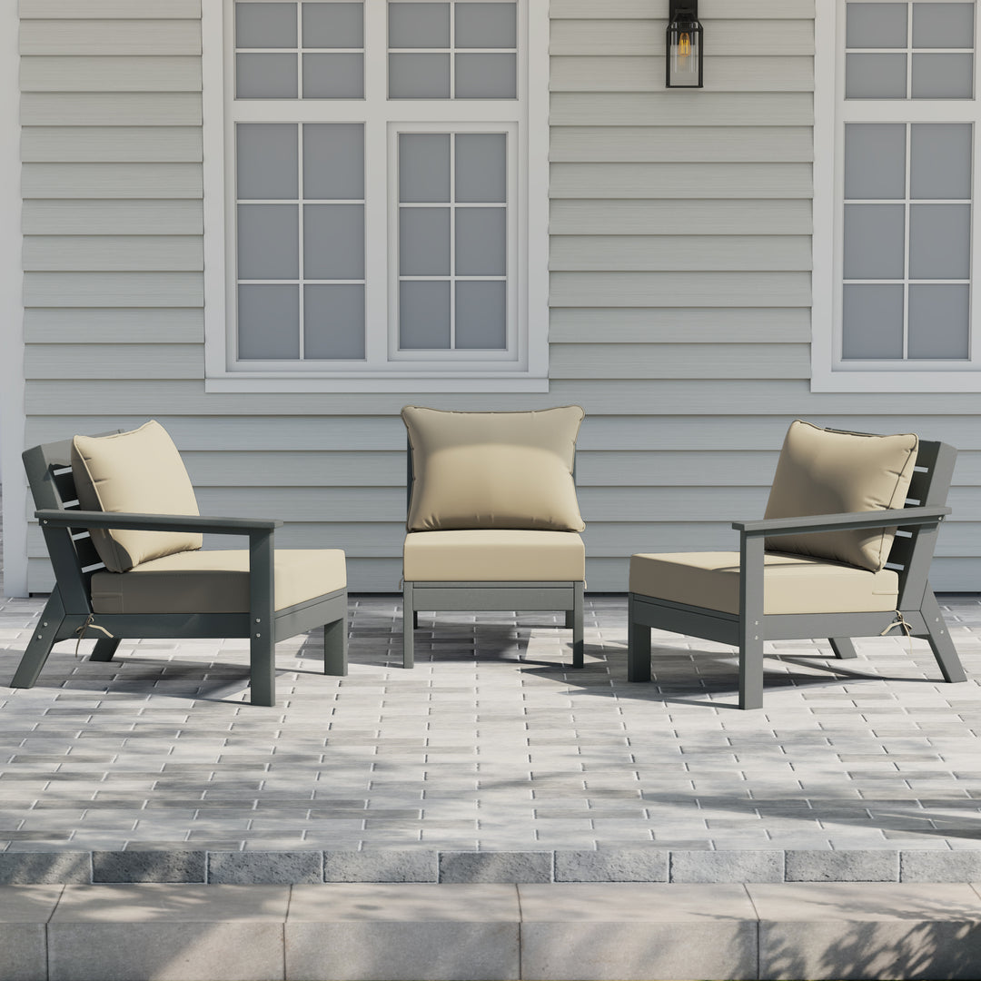 Avalon Outdoor Patio HDPE Sectional Sofa with Patio Cushions