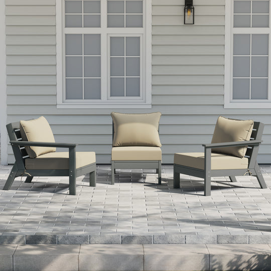 Avalon Outdoor Patio HDPE Sectional Sofa with Patio Cushions