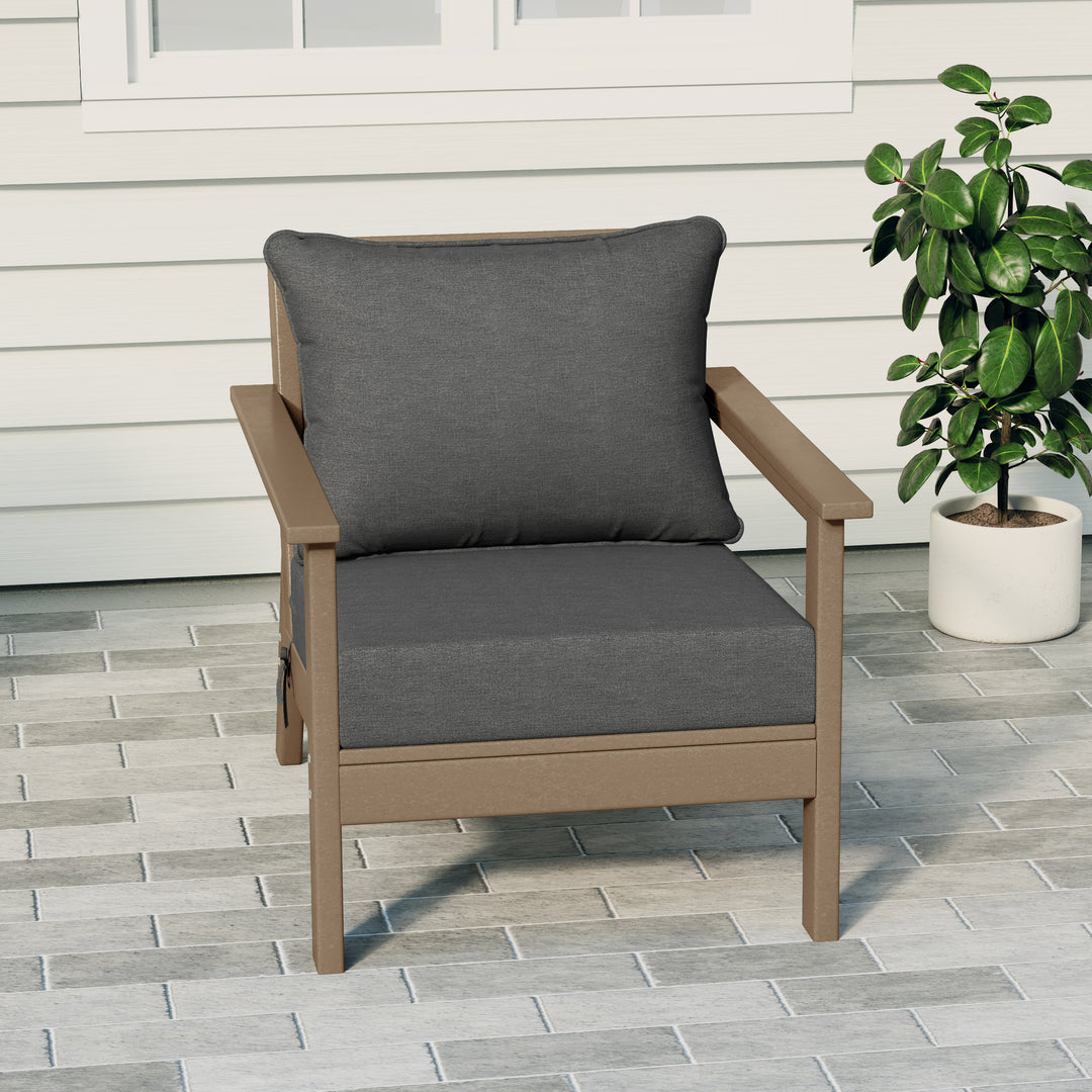 Avalon Outdoor Modern HDPE Patio Club Chair with Deep Seat Cushions